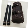 STOBAZA PU Leather Motorcycle Saddlebag Round Tool Storage Bag with