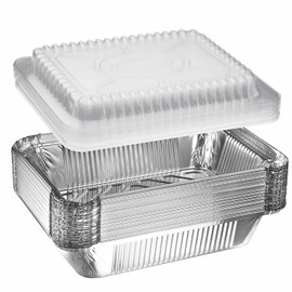 Aluminum Pans with Clear Dome Lids – 50 Pack, 2.25LB Capacity | 8.5” x 6” Heavy-Duty Disposable Foil Pans for Baking, Cooking, Meal Prep, Storage & Reheating