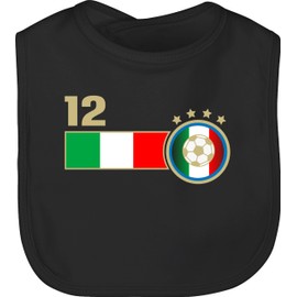 Shirtracer Baby Lätzchen - 2026 Fussball WM Fanartikel - 12. Mann Italien Mannschaft - Unisize - Schwarz - europameisterschaft italy sabberlatz em italen babylaetzchen fußball italia fu ball italian