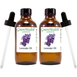 Lavender Essential Oil - 4 fl oz (Pack of 2) - 100% Pure Essential Oil - Amber Glass Bottle w/Glass Dropper - GreenHealth