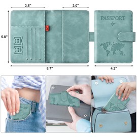 Eoehro Passport Holder for Travel Essentials, Passport Wallet Cover Case for Travel Must Haves Accessories,Passport Book Holders for Women and Men(light blue)
