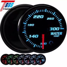 2" 52mm Water Temp Gauge Meter 100-300℉ 7 Color LED W/ 1/8 NPT Temp Sensor
