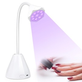 Lámpara LED UV recargable de 27 W, mini luz UV para uñas de gel, lámpara de curado sin cables, con 2 temporizadores, secador de uñas de cuello de cisne giratorio de 360 °, lámpara portátil USB para manicura de arte de uñas