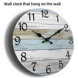 CHYLIN Wall Clock 14 Inch Bathroom Clock, Rustic Wall Clocks Battery Operated, Silent Non Ticking Wooden Coastal Beach Clock for Kitchen, Living Room, Bedroom, Office (White)