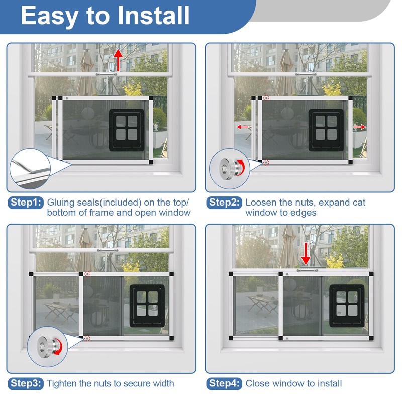 Ventilated Pet Door for Window, Fits 28.5"-32" Width Window, 2-Min