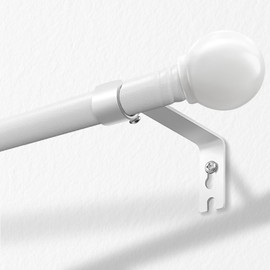 Barras de cortina para ventanas de 30 a 46 pulgadas, juego de varillas decorativas de 5/8 pulgadas, barra de cortina de ventana individual con soportes para recámara (blanco mate, 24-59 pulgadas)