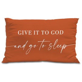 Knibeo Give It to God and Go to Sleep, Decorative Pillows Covers for Bed, Throw Pillows Cover for Bed,12x20 Pillow Cover,Decorative Bed Pillows for Bedroom Room(12x20, Orange)
