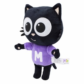 BANDAI Milo Black Cat Plush Toys - 20cm Everyday Milo Cat Teddy from the Milo Animated Series | Cute and Cuddly Boys and Girls Toys with Soft Touch Material | Adorable Cartoon Cat Toys for Kids