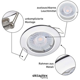 Oktaplex Set of 3 LED Recessed Spotlights 230 V with LED Module 3000 K Warm White