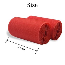 4 Inch Red Sew on Hook and Loop Tape Non-Adhesive 1 Yd Length Red Nylon Hook and Loop Sheets Soft Fabric Hook and Loop Fastener Rolls for Bags Clothes Shoes Backpacks Bag DIY Craft School Project
