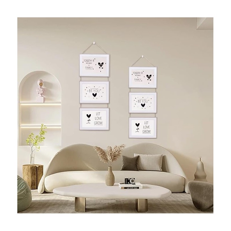 4x6 Collage Hanging Triple Picture Frames Set, 3 Opening Vertical