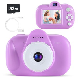 Kids Camera 48MP Dual Lens Digital Camera for Age 3-12, 1080P Toddler Camera for Kid with 32GB SD Card, Toddler Girls Toys Age 6-8, Christmas Birthday Gifts for Children, Pastel Purple