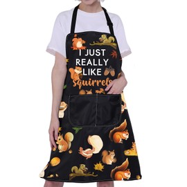 ENSIANTH Squirrel Apron Squirrel Cooking Kitchen Apron With Pockets Squirrel Lover Gifts Funny I Just Really Like Squirrel Gifts Apron (squirrel apron)