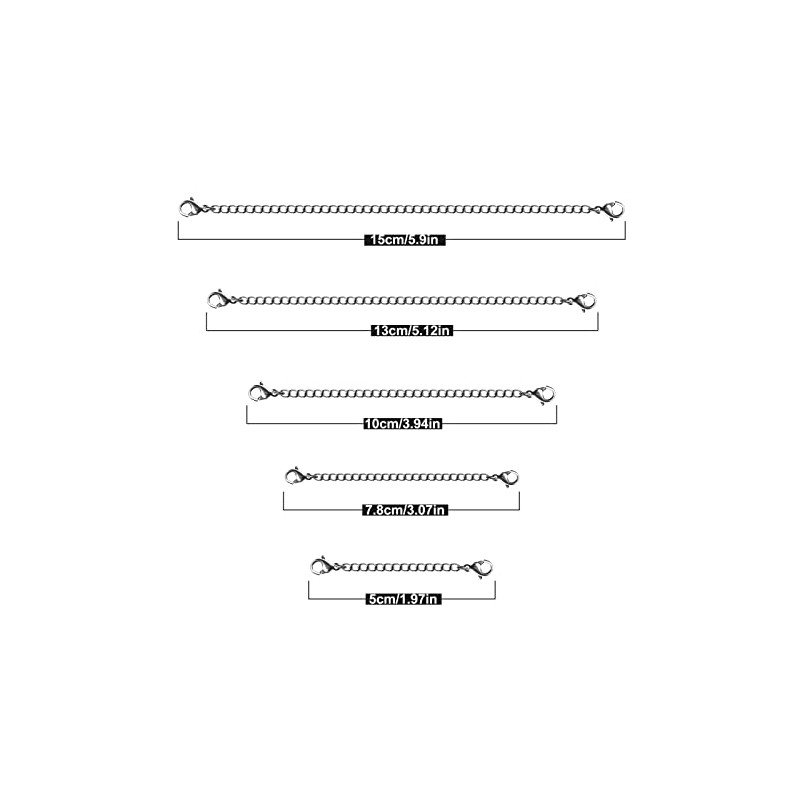 Necklace Extenders, 10Pcs Stainless Steel Silver Necklace Bracelet Anklet Extension
