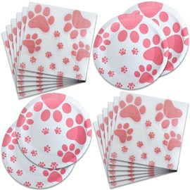 40 PCS Pink dog paw prints Theme Party Supplies - Perfect for Birthdays Party and More Party (14)