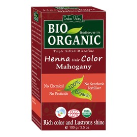 Indus Valley Bio Organic Micro fine Triple Shifted Premixed Henna Hair color with Organic Indigo for Rich Color & Lustrous Shine (Mahogany -Twin Pack) 200 gm