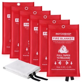 Mondoshop Fire Blanket Emergency for Home and Kitchen 6pack Fire Blanket Fire Resistant Blanket for Camping, Grill, Car, Office, Warehouse, School, Picnic, Garages, Workshops