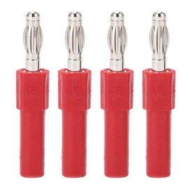 4 Pieces Banana Plug Connectors Banana Plugs with Open Screw Connection, Speaker Connectors for Speaker Cables, Sockets, Amplifiers, Red