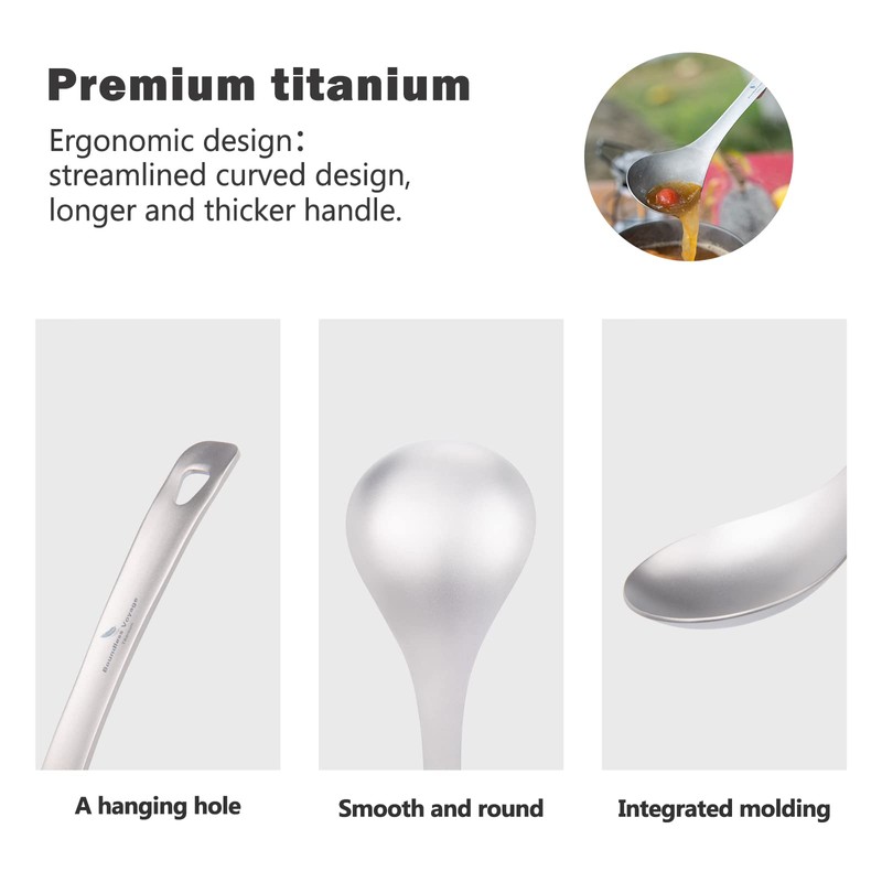 Boundless Voyage Titanium Long Handle Ladle Soup Spoon Thickeness Tableware