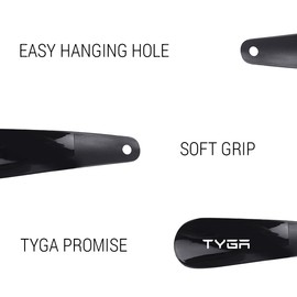 TYGA STORE | 3 x Black Shoe Horn, Universal - Suitable For All Shoes, Heels, Boots & Trainers - Easily Slip In Your Feet. Portable for Travel Use