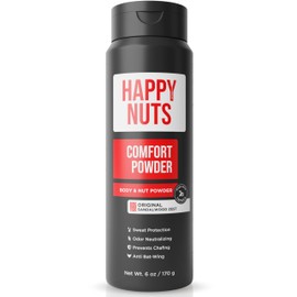 Happy Nuts Comfort Powder  Polvo Corporal Antifricción, Defensa contra el Sudor y Control de Olores para la Ingle, Pies y Cuerpo  6 Onzas             