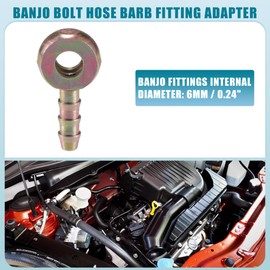 A ABSOPRO Universal Banjo Bolt 6mm OD Banjo Bolt Hose Barb Adapter Replacement for Motorcycle Car Metal Bronze Tone