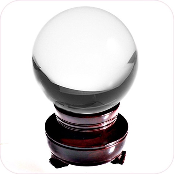 Amlong Crystal Meditation Divnation Sphere Feng Shui Crystal Ball, Lensball, Decorative Ball with Wooden Stand and Gift Box, Clear, 4.2 inch (110mm) Diameter