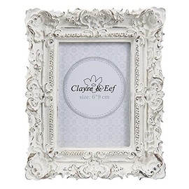 Clayre & Eef 2F0506 Picture Frame / Photo Frame 10 x 2 x 12 cm / 6 x 9 cm White Shabby Chic
