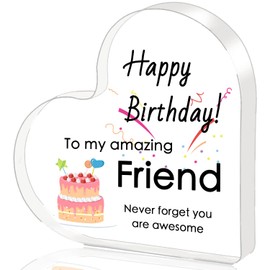 Birthday Gifts for Women, Men, Friend Birthday Gifts - Heart Shaped Acrylic Engraved Plaques 10 × 10 × 1cm, The Best Friend, Women, Mens Gifts for Birthday, Special Friend Gifts for Women, Bff Gifts