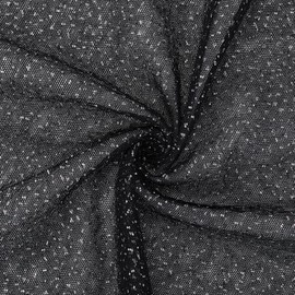 craspire Black Glitter Tulle Fabric with Silver Dots Sparkling Ribbon Sequins Tulle Mesh Fabric Shiny Decor for Tutu Skirt Bridal Jewellery Wedding Birthday Party Gift Packaging Table
