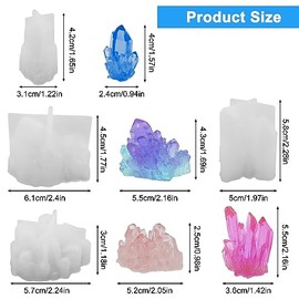 4 piezas de moldes de resina de cristal de cuarzo, moldes de silicona de racimo de cristal AFUNTA, moldes de fundición de epoxi de grava para hacer joyas, manualidades, llavero