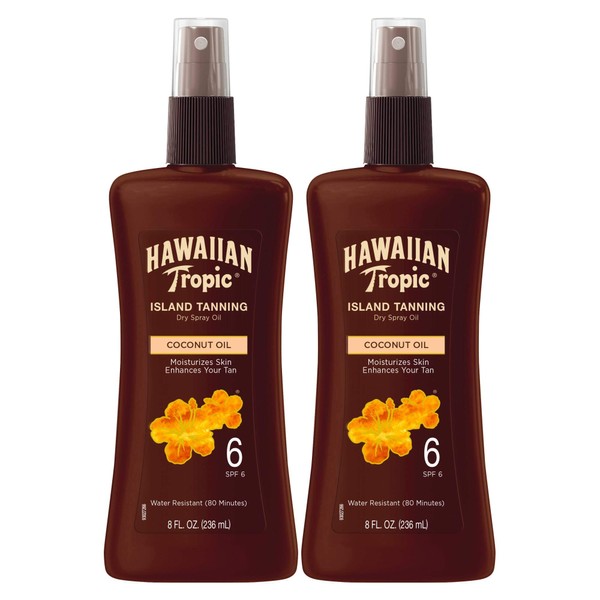 Hawaiian Tropic Dark Tanning Oil, Spray Pump, SPF 6, 8 Ounces, 2 Count (Pack of 1)