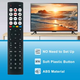 VINABTY Replacement Remote Control Applicable For Hisense VIDAA 4K UHD Smart TV 40A4KV 32A4KV 43A4KV 32A4KTUK 32A5KQTUK 32E4KTUK 40A4KTUK 40A5KQTUK 40E4KTUK 65U7HQTUK 55U7HQTUK 55A85HTUK