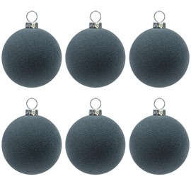 KI Store 6cm Gray Velvet Ball Ornaments 6pcs for Party Christmas Tree Baby Shower First Christmas Decorations