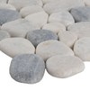 Tenedos Grey and Carrara Pebbles Marble Stone Mosaic Floor &