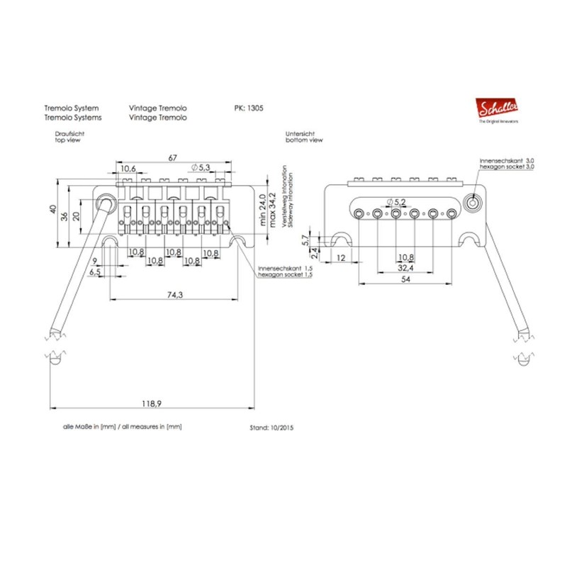 Schaller 3801 Tremolo System Vintage Chrome