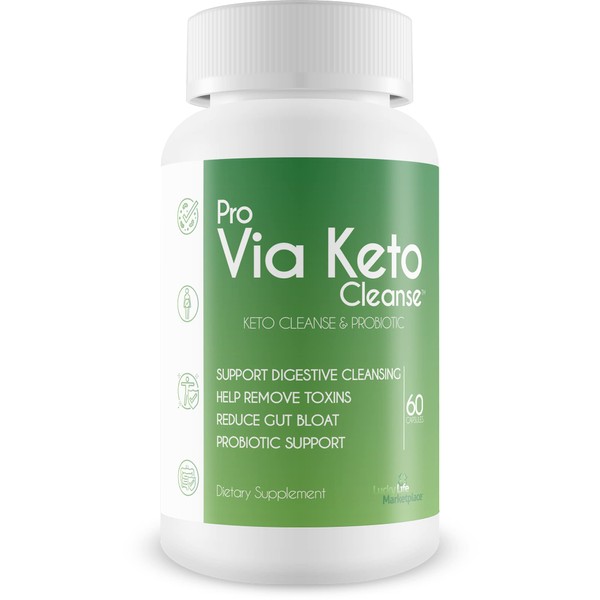 Pro Via Keto Cleanse - Help Remove Toxins & Impurities - Plant-Based Natural Keto Cleanse with Probiotic Support - Support Digestive Cleansing & Reduced Gut Bloat - Aid Waste Removal & Detoxification