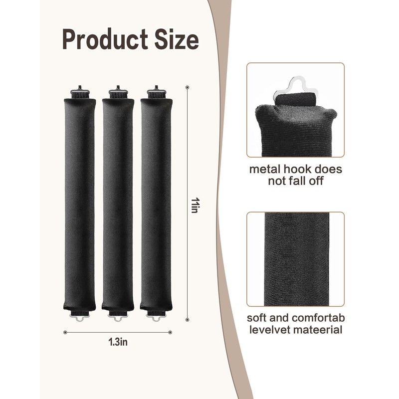 Overnight Blowout Rods Jumbo 3pcs,Heat less Hair Curler to Sleep
