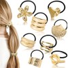 8 Pcs ligas para cabello de Metal,Elásticas Diademas Doradas Metal