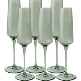 Saludi Colored Champagne Flutes - As Seen on 'Bachelor in Paradise' - 6.5oz (Set of 6) Stemmed Glass - Great for All Occasions and Gifts - Luxury, Durable, Hand-Blown (Light Blue Sea)