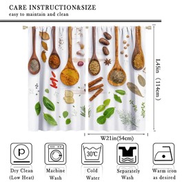 DDCBNS Spice Kitchen Curtains Rustic Herbs Spices Wooden Spoons Polyester Fabric Window Treatments for Bedroom Living Room Kitchen Café Window Drapes 2 Panel Set,Total Size 42" x 45"