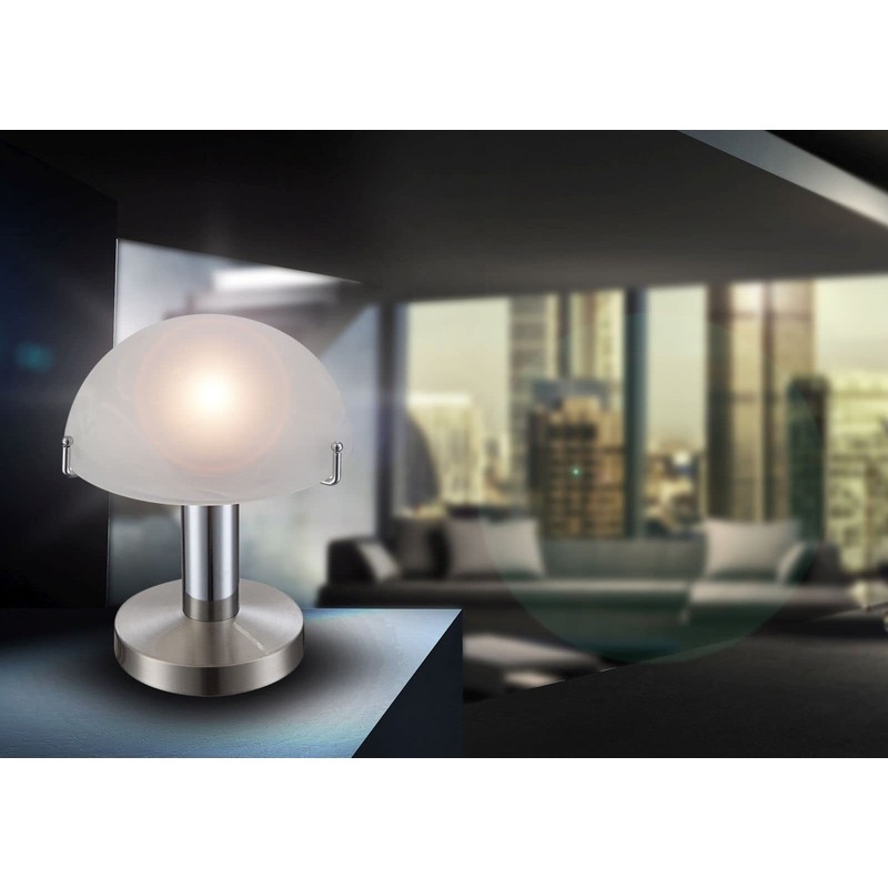 Globo LED Tisch Lampe Leuchte Nickel Matt Chrom Glas Touch