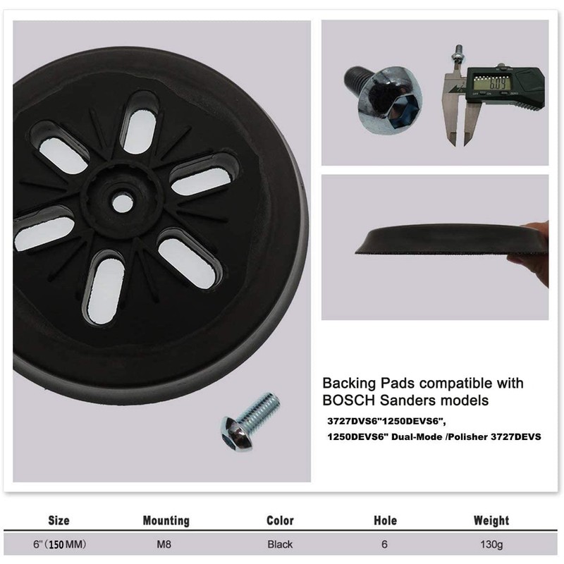 150mm Backing Pad Compatible with Bosch Sander, Gekufa Sander Pad