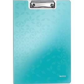 Leitz 41990051 A4 Clipfolder with Cover, Lightweight Polyfoam, Wow Range, Metallic Ice Blue