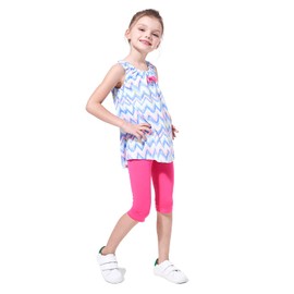 Felix & Flora Girls' Leggings Toddler Kids Capri Legging Pack 3T Black White Pink Pants