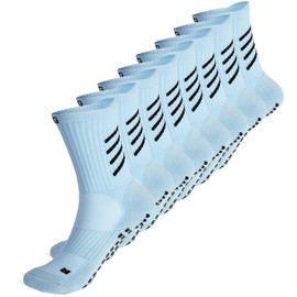 Gogogoal Kid Anti-slip Athletic Sock for Boy Girl Toddler Non-slip Slipper Sock Grip Trainning Sock for Soccer Basketball Cricket Light Blue M 4P