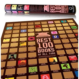 100Â BooksÂ ScratchÂ OffÂ Poster by Travel Revealer, Best 100 Books Scratch Off Poster, 24x17" Novel ScratchÂ OffÂ Poster