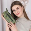 TheAntiq Green Leather Cosmetic Bag for Women & Men -