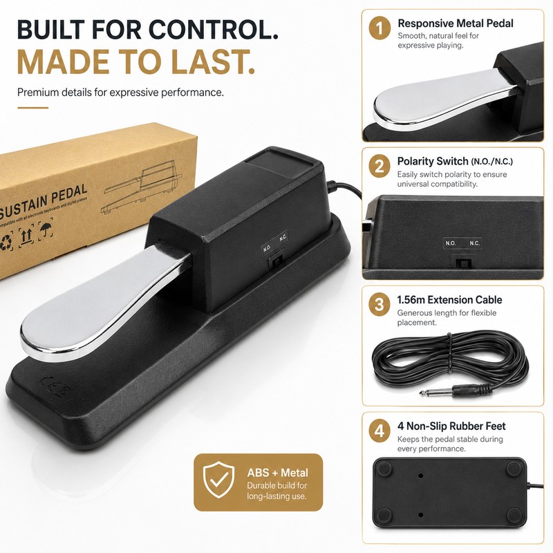 Universal Piano Sustain Pedal for Keyboards – Responsive Damper Pedal