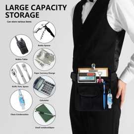 Stuzos Server Apron with Multiple Pockets,Adjustable Belt for Waitress, Waiter, Waist Apron for Restaurant, Bistro, Kitchen, Cafe，Server Apron Waist Pouch